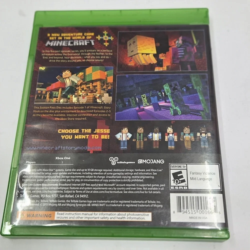 Minecraft Story Mode Season Pass Disc Xbox One 1 Telltale Games Video Game CIB
